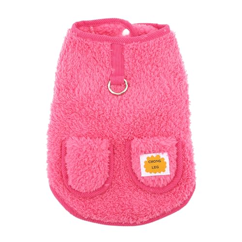 Zunea Hundepullover für Kleine Hunde Fleecepullover Mantel Winter Warm Welpenpullover mit D-Ring Weiche Flauschige Weste Jacken Kaltes Wetter Herbstkleidung Rosa XS