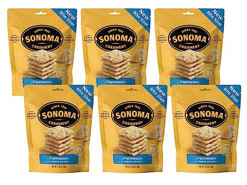 Sonoma Creamery - Cheese Crisps, Parmesan| Savory Snack | High Protein | Low Carb | Gluten Free | Keto- Friendly, 2.25 Ounce (Pack of 6)