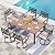 PHI VILLA 7 Pcs Patio Dining Set,Outdoor Table Chair Set for 6 with Outdoor Chairs and Metal Frame Steel Rectangular Table,Outdoor Dining Furniture with Cushion and Pillow for Garden Lawn Deck