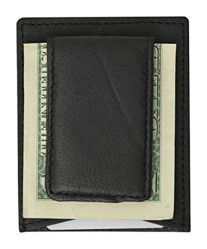 Mens Genuine Leather Magnetic Money Clip Credit Card Holder Wallet