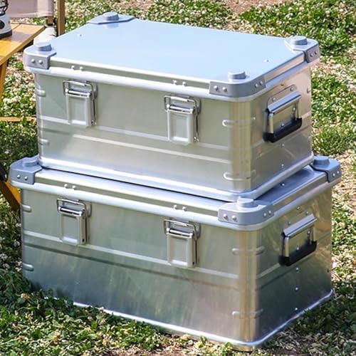 Lockable Metal Storage Box - Durable Aluminum Garden Organizer for Camping, Home, Wardrobe, Garage Tools - 73.6cm (29in) Outdoor Storage Solution