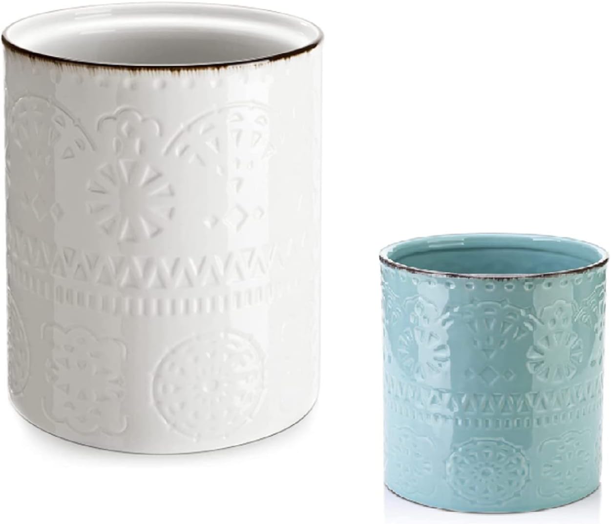 DOWAN Kitchen Utensil Holder, 7.2” Large Farmhouse Utensil