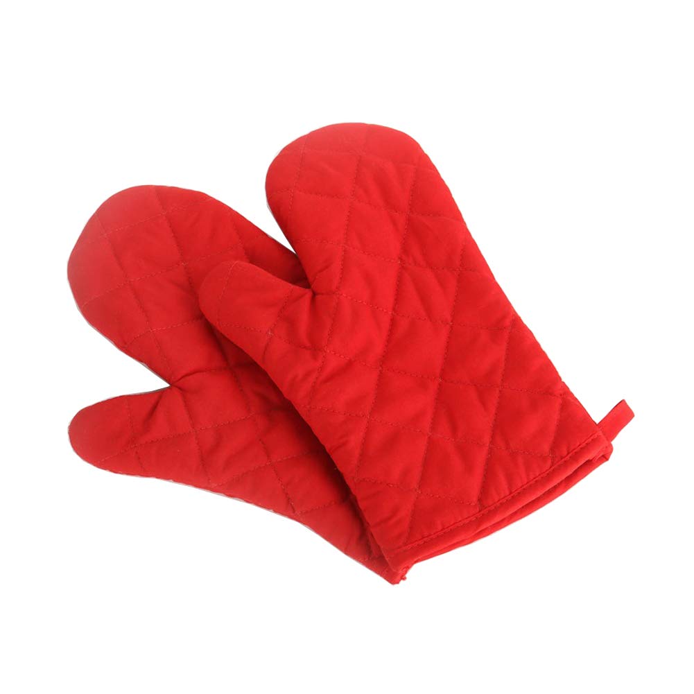 lasenersm 1 Pair Oven Mitts Heat Resistant Kitchen Gloves for Everyday Kitchen Cooking and Baking, Red