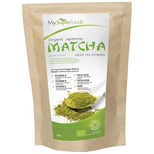 Té verde Matcha (50 gramos), MySuperFoods, Más antioxidantes que cualquier otro alimento, Fuente de nutrientes que incluyen vitamina A, C y K, Té de Grado Premium, Orgánico certificado