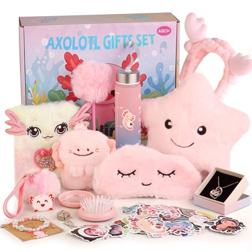 Kaelinda Axolotl Gifts for Girls - Birthday Gifts for Girls Age 4-6 6-8, Axolotl Girls Gifts for Daughter Niece 3 4 5 6 7 8 Year Old, Axolotl Toys for Kids Birthday Christmas Gifts