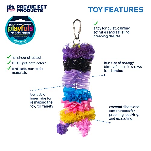 Image of Prevue Pet Products Preen & Pacify Calypso Creations Straw Stacker Bird Toy | Accessories for Parakeets, Conures, Cockatiels, Budgies, and Small to Medium Birds, Hanging Cage Toy for Interactive Play