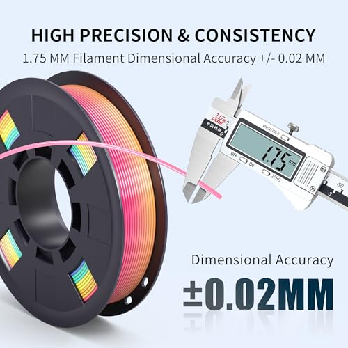 Image of RAMBERY Silk Matte Rainbow 3D Printer Filament PLA 1.75mm, 4-Pack | Fast Color Change, Toughness Upgraded, 200g x 4 Spools, 1.76 lbs Total, Multicolor