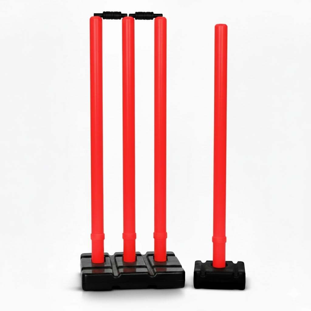 Bodyfit Heavy Cricket Stumps | PVC Wickets Set with 4 Stumps + 2 Bails + 2 Stands | Full Size Wickets for Cricket Ground, Tournament Wicket, FRed.-image-31