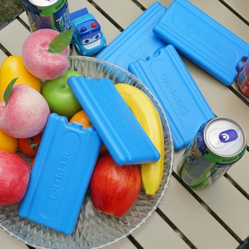 Image of WORLD-BIO Reusable Ice Packs for Lunch Boxes & Coolers, Leakproof Quick Freeze Cold Packs for Picnics, Beach, Camping, Work - Long Lasting to Keep Drinks Cold (Thin Ice Packs 6 Pcs)