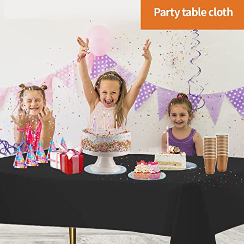 Image of Party Dimensions Black Disposable Plastic Tablecloth for Rectangle Tables (48 Pack) Premium Decorative Table Cloths for Parties, Events & Weddings, Indoors & Outdoors, 54 x 108 inches