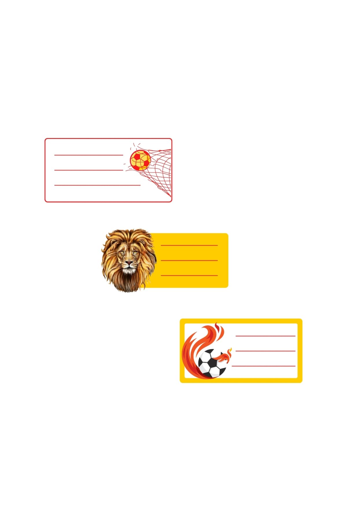 Bimotif Sarı-Kırmızı isimlik okul etiketi, sticker seti, 210 adet