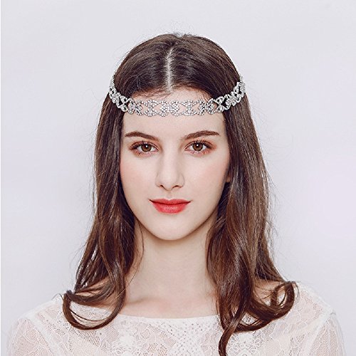LE LIIN Wedding Crystal Headband Bride Halo Bridal Vine Headpiece