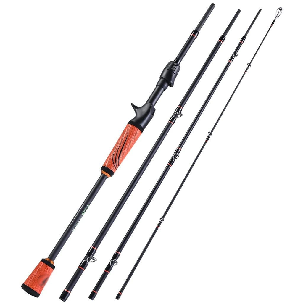 Canne à pêche 4 sections ultra légère 2.1m action rapide pour carnassiers