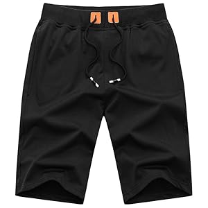 JMIERR Men’s Shorts Casual Summer Cotton Drawstring Pockets Elastic Waist Shorts