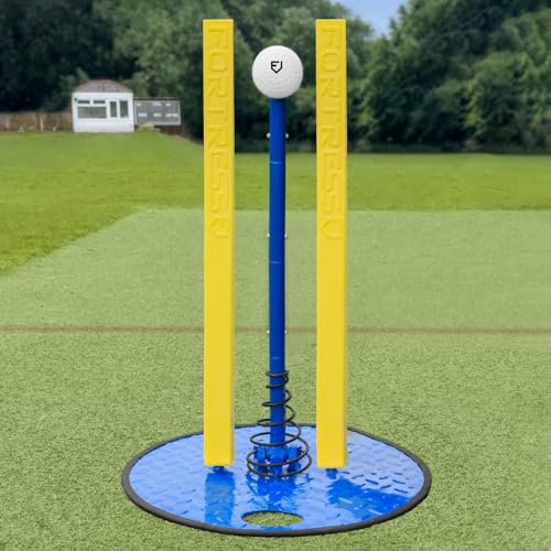 FORZA Fortress Spring Back Cricket Batting Aid | Optional Flexi Stumps & Carry Bag Included – Refine Your Cricket Batting Technique! [2 Upgrade Options] (with 2X Large Flexi Stumps)