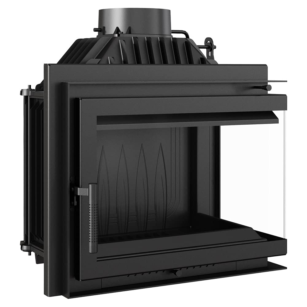 KRATKI Einfacher holzbefeuerter Kamineinsatz Lufteinlass BImSchV 2-konform 11 kW Thermischer Wirkungsgrad 75% Abgasauslass fi 200 mm dekorative Glasscheibe aus Gusseisen RightPlus Zubehör