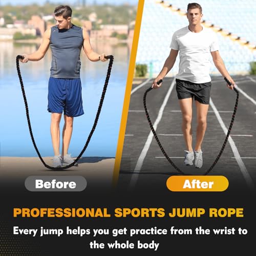 Skipping Rope For Adults,2.65lb Weighted Jumping Rope with Mesh Bag,3m Boxing Skipping Rope,Adult Skipping Rope for Men Women with Protective Sleeve Burn Calories Fitness Home Workout Exercises Boxing - Image 6
