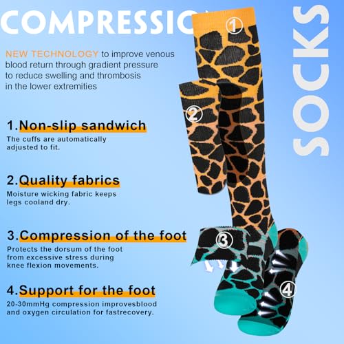 Image of bropite Compression Socks 20-30 mmHg, 6 Pairs Knee-High for Running, Nurse&Travel