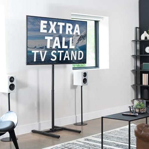 VIVO STAND-TV17 Support TV extra haut pour écrans de 13 à 50" jusqu'à 20 kg, LCD LED OLED 4K plats et incurvés, VESA max. 200x200 mm, poteau haut pour tapis de course et vélos elliptiques, noir – Image 3