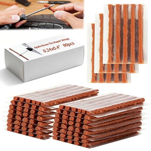 Image of 90pcs Brown Tire Repair Plugs,4 inch x0.26'' Automotive Tire Repair Strings,Tire Plugs Heavy Duty Tools for Tubeless Tires Car, ATV,Bike