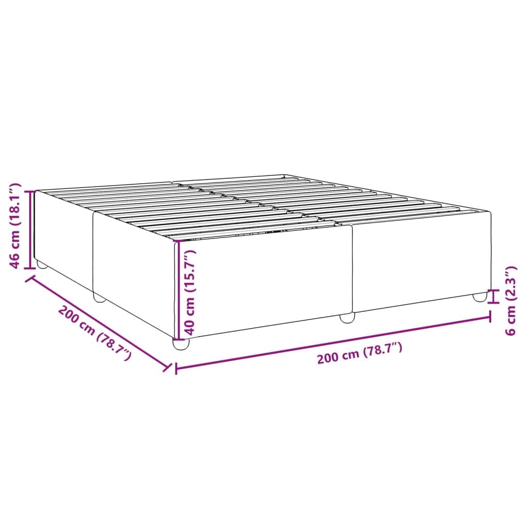 Cadre de Lit 200x200 cm en Tissu Taupe sans Matelas