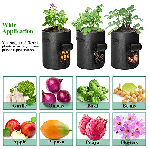 KAUFAM 5 Pack Plant Grow Bag 15 Gallon for Potato Tomato Carrot & Other Vegetable with Harvest Window and Handles, Easy to Use Flower Non-Woven Growing Bag Planting Box Container Garden Indoor Outdoor - Thumbnail 5