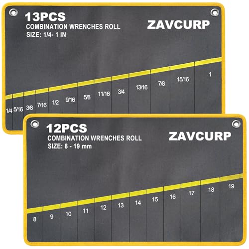 2PCS Wrench Roll Up Pouch Wrench Organizer Roll Canvas Tool Roll Up Bag