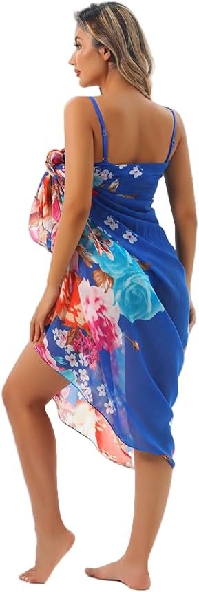 Womens Beach Sarongs Chiffon Printed Cover Ups Pareo Sheer Bikini Swimsuit Wraps for Swimwear - Image 3