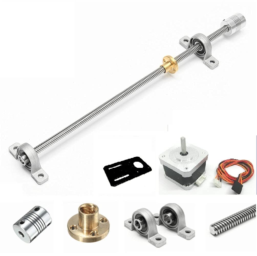Invento 1pcs 4.2 Kg-cm Nema 17 Stepper Motor + 1pcs Flat Bracket + 1Pcs 500mm 8mm T8 TR8 Lead Screw + Brass nut + 2Pcs P08 Bearing + 5x8 Flexible Coupling for 3D Printer CNC Robotics (B07MDY23VR) Amazon Price History, Amazon Price Tracker