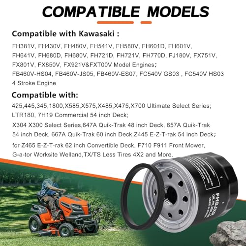 Image of 49065-0724 Oil Filter 49065-7010 AM107423 for kawasaki FX850V FX801V FJ180V FH381-721V FH601-770D FX751-FX1000V Models,Club Car 1016467 S-tens 120-634 49065-2071 Engine Oil Filter, Pack of 2