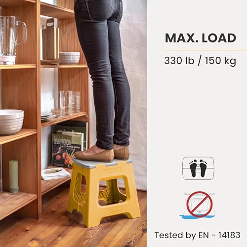 Image of Vigar Compact Folding Step Stool, 12-1 /2 in, Yellow