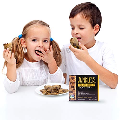 JUNKLESS Chewy Granola Bars, Peanut Butter Chocolate Chip, 24 bars (6 x 1.1 oz bars/box – 4 boxes), Non-GMO, low sugar, great tasting, made for kids & families - Thumbnail 6