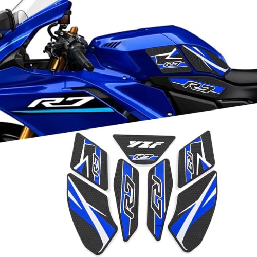 Image of for YZF-R7 yzfr7 2026 New Accessories Fuel Tank Anti-Slip Stickers Side Guards Knee Anti-Slip mats Protective Stickers 7-piece Set Rubber Fuel Tank Stickers Tank Pads Tank pad Gas (2026 Blue)