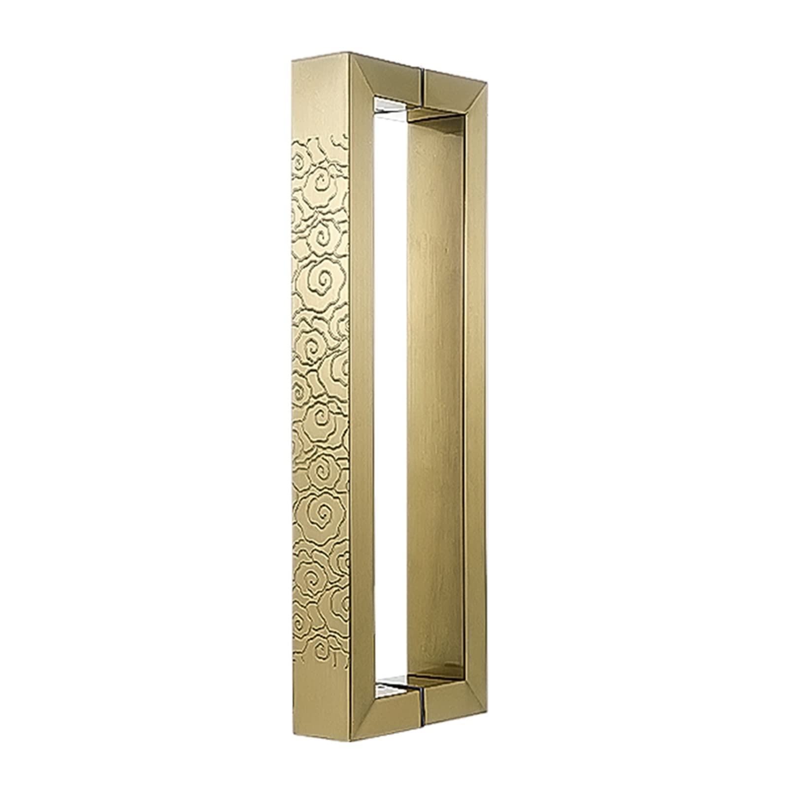 ADGCFKOP Shower Door Handle,ic Barn Door Handles,Sliding Push Pull Door Shower Glass Door Pulls Handles Large Rectangle Gate Rod with Pattern Carve(Gold,Length 80cm(31.5inch))