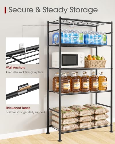 Image of Sakugi 5-Tier Storage Shelves 33.1 inch x12.6 inch x73.5 inch Black with Wheels