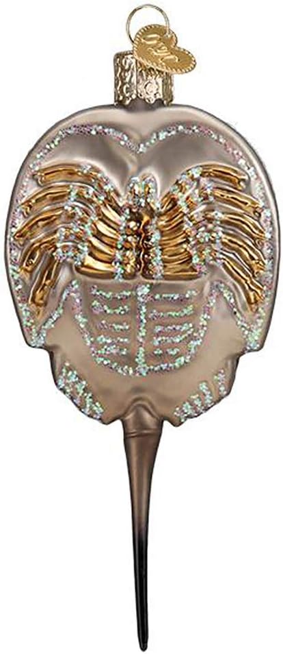 Old World Christmas Horseshoe Crab Glass Blown Ornament for Christmas Tree, Handcrafted Holiday Decoration, Sea Collection