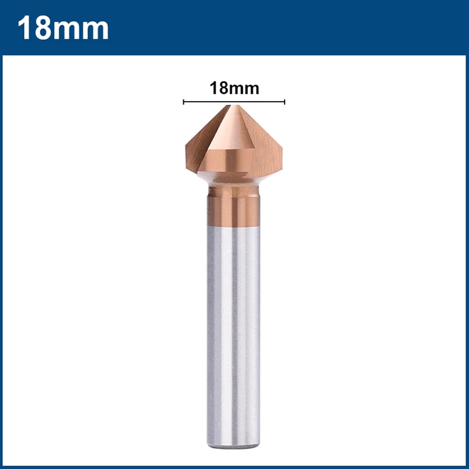 Chamfer 4.5-50mm 3 Flute 90 Degrees Coated Drill Bit Wood Metal Hole Countersink Drilling 1Pcs(18mm)