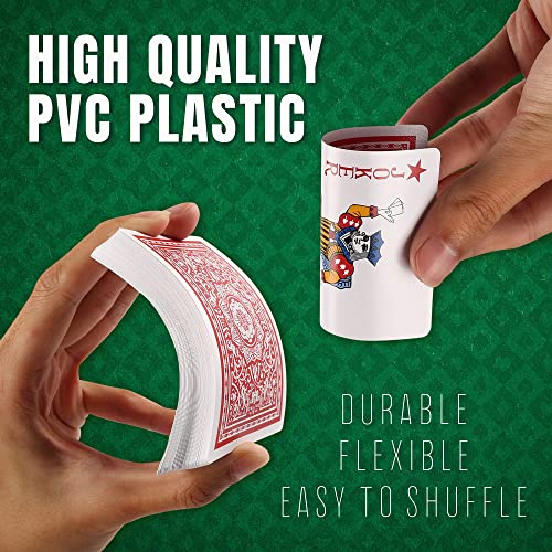 Lotfancy Waterproof Playing Cards, Large Print, Plastic, 2 Decks Of Cards With Plastic Cases, For Texas Hold'em, Pool Beach Water Card Games, Jumbo Index Poker Size #TOP2