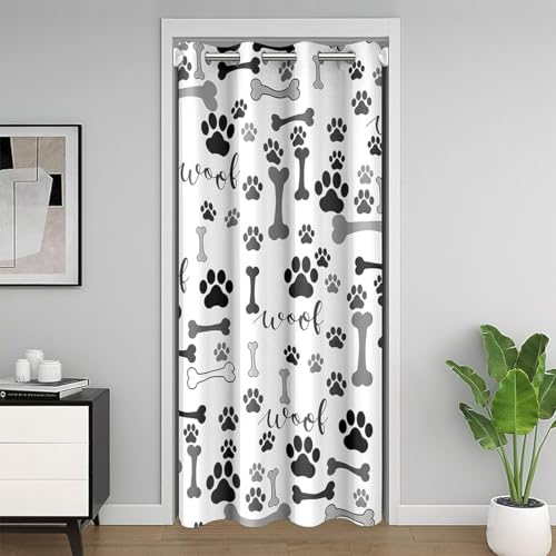 Village Grey Dog Paw Door Curtain 1 Panel,52