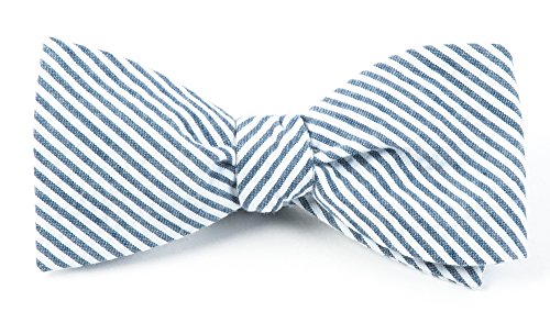 The Tie Bar 100% Cotton Midnight Navy Seersucker Self-Tie Bow Tie