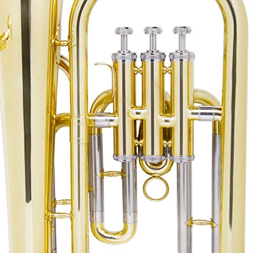 image for Mendini by Cecilio Euphonium, Lacquer Brass B Flat Euphonium with Tune