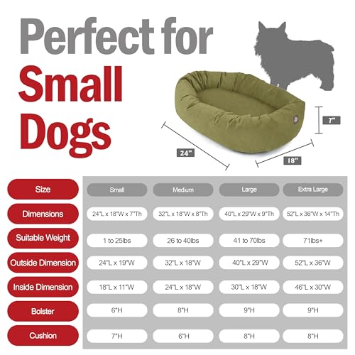 Image of Majestic Pet Suede Shredded Memory Foam Mix Calming Dog Bed Washable - Cozy Soft Round Dog Bed with Spine for Head Support - Fluffy Donut Dog Bed, 24 Inch, Sage