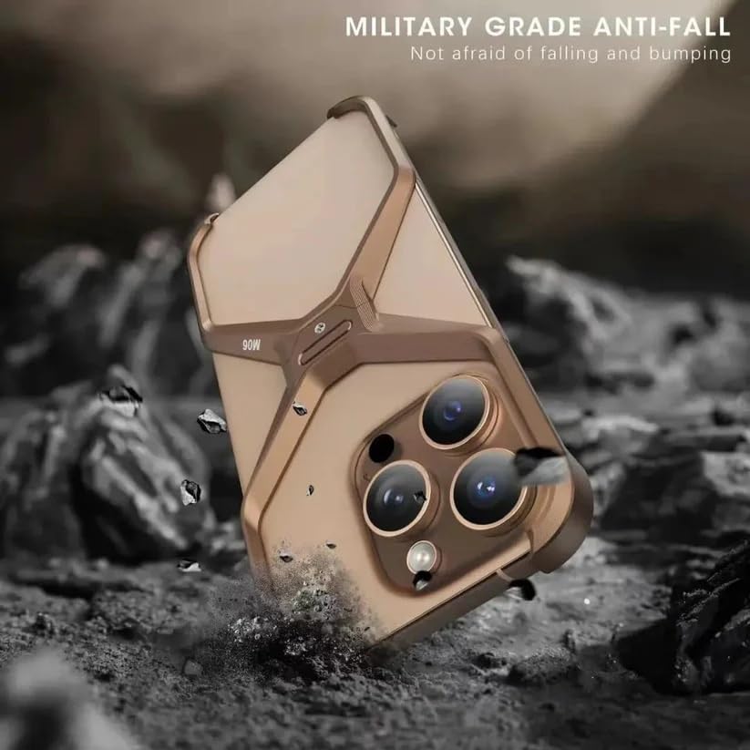 Image of Metal Aluminum Armor Case |Metal Frame Bumper (Desert Titanium, iPhone 14 Pro Max)