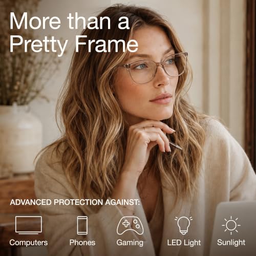 Image of miyya Blue Light Blocking Glasses for Women with Case, Anti Eyestrain UV Glare Computer, Gaming & Phone Eyeglasses