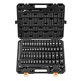 VEVOR Impact Socket Set, 1/2" Drive, 65-Piece Socket Set, 6 Point Sockets, SAE 3/8" to 1-1/4" and Metric 10-24 mm, Easy to Identify, with a Sturdy Storage Case, Cr-V Alloy Steel for Vehicles Repair