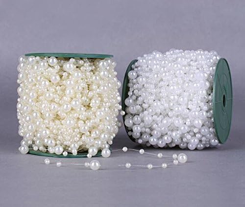 Miniatura 3 de Worldoor 200 Feet Roll Ivory Pearl String Party Garland Wedding Centerpieces Bridal Bouquet Decoration Ivory Pearl Garland Beads Garland Wedding