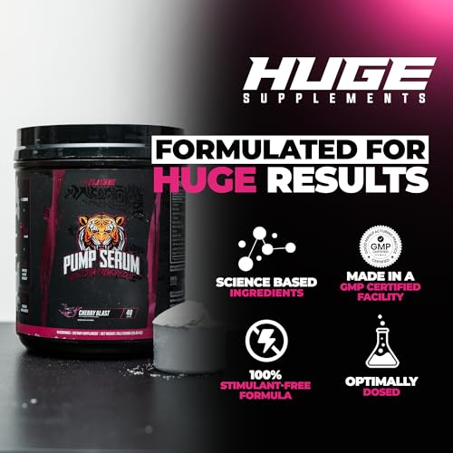Image of Pump Serum Non Stim Pre-Workout - Fully Loaded Stimulant Free Pre Workout for Extreme Pumps, Vascularity & Muscle Fullness, with L-Citrulline, HydroPrime & Nitrates, Cherry Blast, 40 Servings