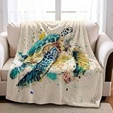 Abstrakt Kuscheldecke Aquarell Schildkröte 130x170 cm Fleecedecke Flauschige Decke Weich Warme Wolldecke Sofadecke Wohnzimmer Überwurf Tagesdecke