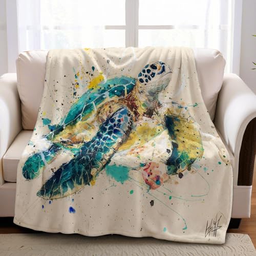 Abstrakt Kuscheldecke Aquarell Schildkröte 130x170 cm Fleecedecke Flauschige Decke Weich Warme Wolldecke Sofadecke Wohnzimmer Überwurf Tagesdecke