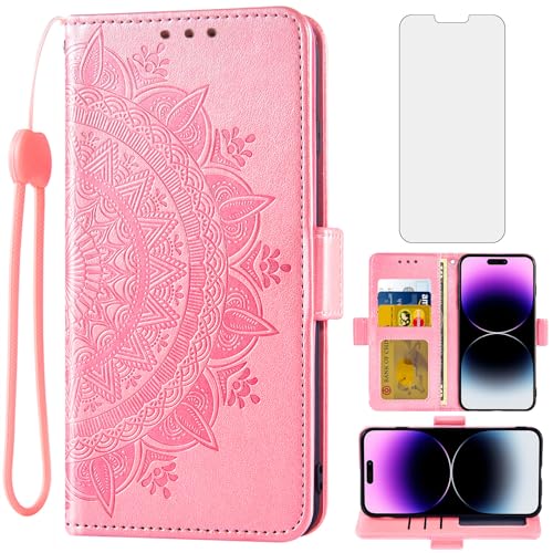Étui portefeuille iPhone 14 Pro Max Asuwish pour protéger l'écran et ranger ses cartes